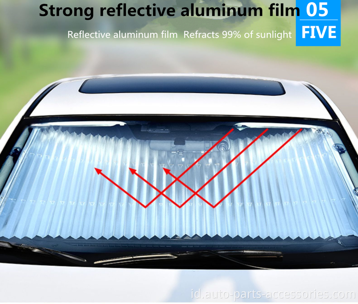 Universal yang dapat disesuaikan dengan jendela depan kaca depan penyerapan hisap yang dapat ditarik dapat ditarik kembali visor matahari